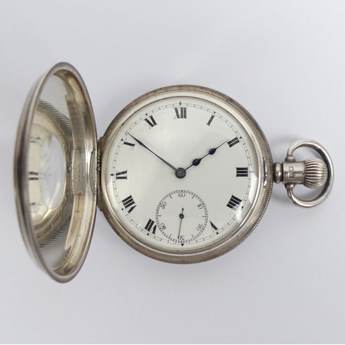 127 - George V silver half Hunter pocket watch, Birm. 1929, 50mm x 69mm.