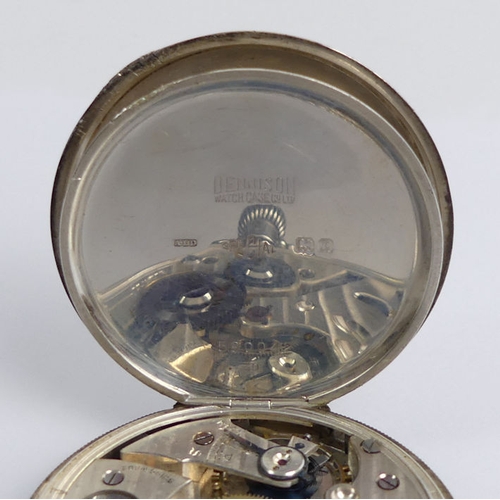 127 - George V silver half Hunter pocket watch, Birm. 1929, 50mm x 69mm.