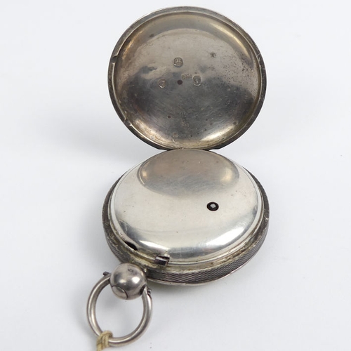 132 - Victorian silver open face pocket watch, London 1864, 72mm x 50mm.
Condition Report: In working orde... 