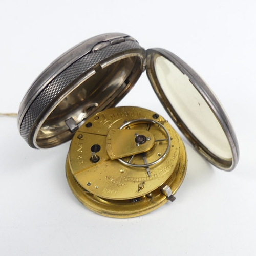 132 - Victorian silver open face pocket watch, London 1864, 72mm x 50mm.
Condition Report: In working orde... 