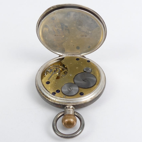 133 - Edwardian silver open face pocket watch, Birm. 1906, 67mm x 47mm.
Condition Report: In working order... 