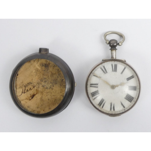 134 - Victorian silver pair case pocket watch, London 1877, 55mm x 74mm.