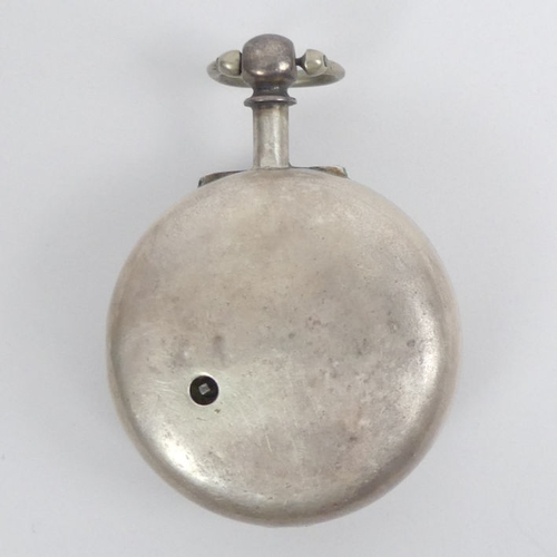 134 - Victorian silver pair case pocket watch, London 1877, 55mm x 74mm.