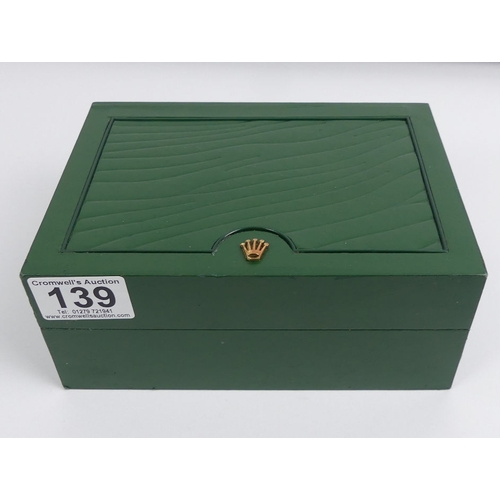 139 - Rolex Oyster watch box and papers.