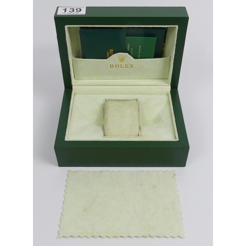 139 - Rolex Oyster watch box and papers.