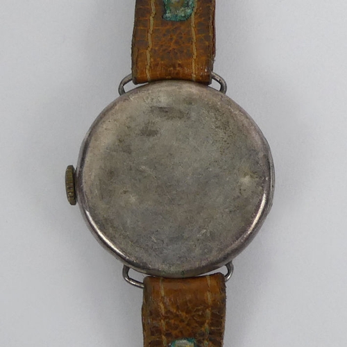 142 - Silver 'Red 12' wristwatch, Edinburgh import marks for 1928, 27mm.
Condition Report: In working orde... 