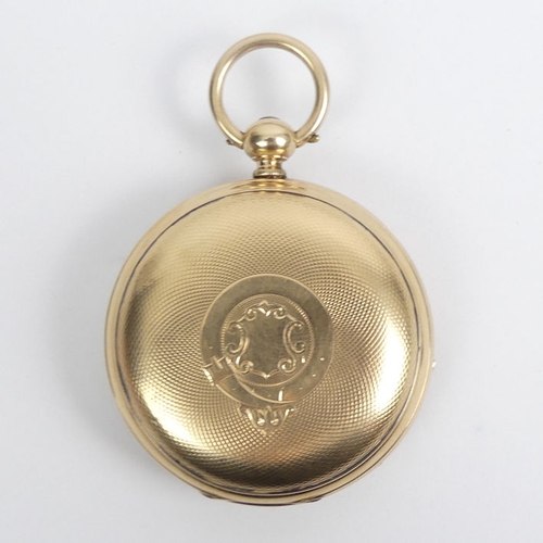 145A - Gents 14ct gold open face pocket watch, 84.6 grams gross, 70mm x 49mm.
Condition Report: In working ... 