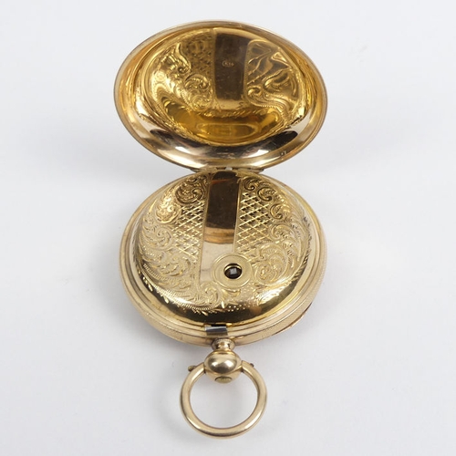 145A - Gents 14ct gold open face pocket watch, 84.6 grams gross, 70mm x 49mm.
Condition Report: In working ... 