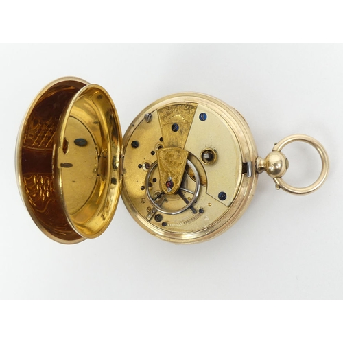 145A - Gents 14ct gold open face pocket watch, 84.6 grams gross, 70mm x 49mm.
Condition Report: In working ... 