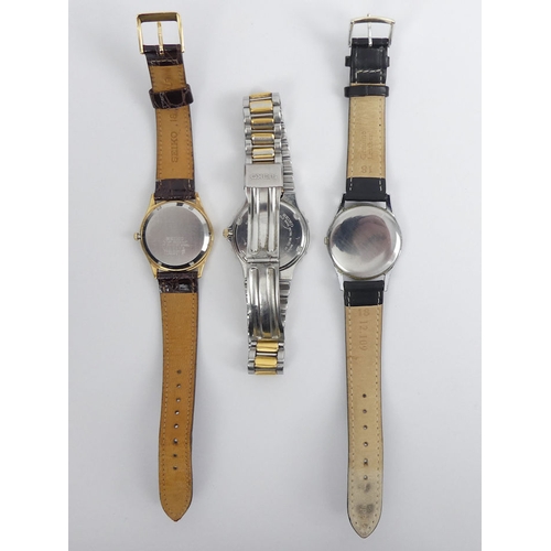 148 - Betina Star Incabloc manual wind gents watch and two Seiko quartz watches.