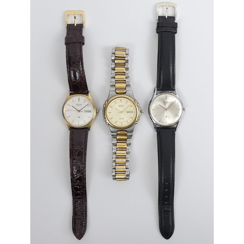 148 - Betina Star Incabloc manual wind gents watch and two Seiko quartz watches.