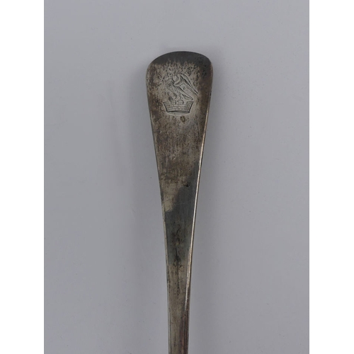 172 - Georgian silver serving spoon, William Ely and Fearn, London 1800, 105 grams, 30cm.