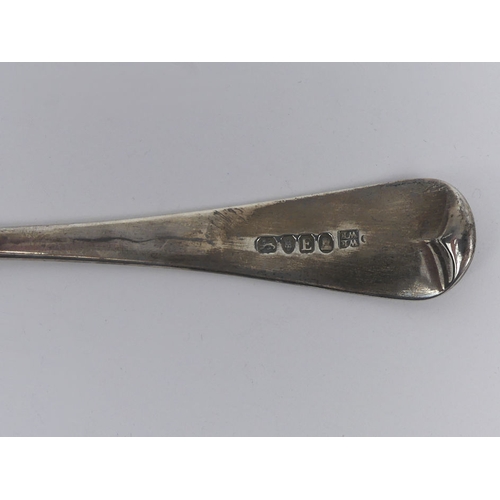 172 - Georgian silver serving spoon, William Ely and Fearn, London 1800, 105 grams, 30cm.