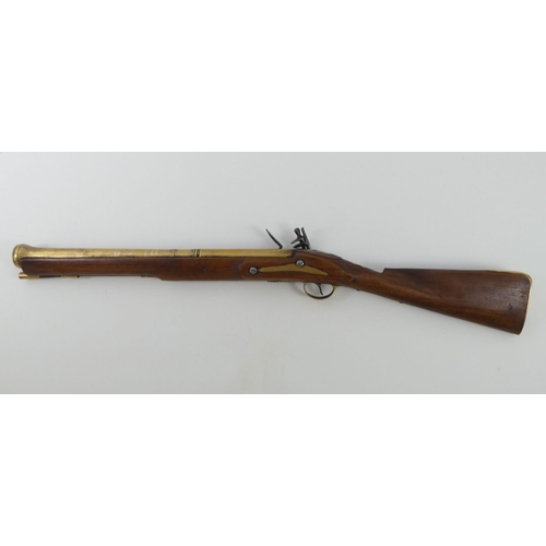 193 - A 19th century Blunderbuss the brass barrel marked York GAOL, 84 cm.