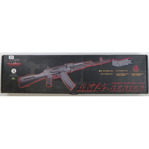 203 - ICS AK-74M electric assault airsoft rifle, boxed with instructions, 97cm.
No licence is required to ... 