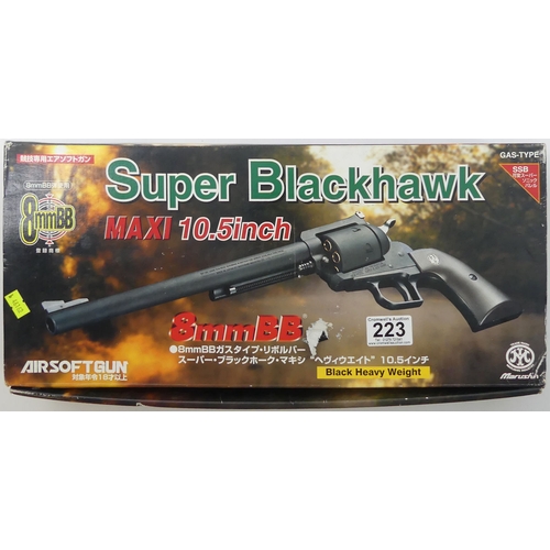 223 - Marushin Super Blackhawk CO2 maxi 10.5 inch airsoft gun, boxed with instructions, 39cm.
No licence i... 