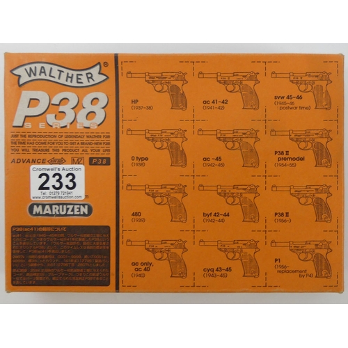 233 - Maruzen Walther P38 series CO2 air sports gun boxed with instructions, 20cm.
No licence is required ... 