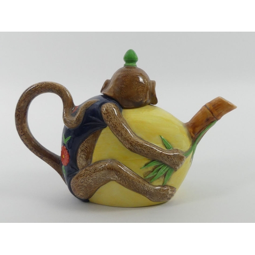 306 - Minton Ltd Edition monkey design teapot, No 407 of 1793, 21cm x 14cm.