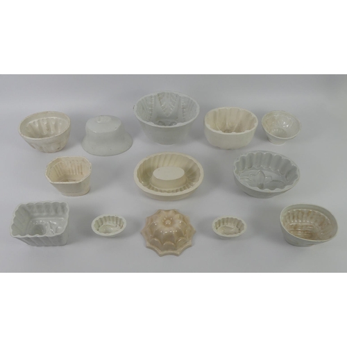 343 - Various design Victorian jelly moulds, (13).