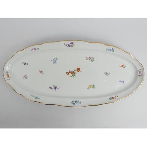 363B - A large Meissen floral porcelain oval fish dish, 60cm x 28cm.