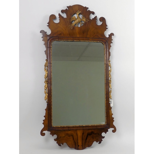 505 - A George III style mahogany mirror, late 19th century. 92 x 43cm.