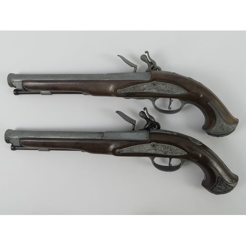 219 - A pair of reproduction flintlock pistols, 36cm.