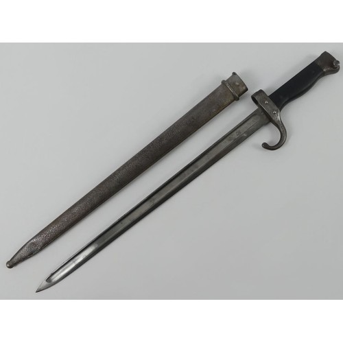 220 - French model 1892 Type 1 Berthier Carbine bayonet and scabbard, blade 39cm.