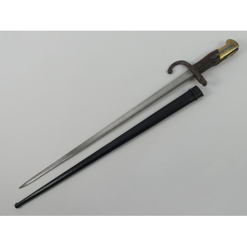 210 - French model 1874 Gras bayonet with scabbard, blade 52cm.