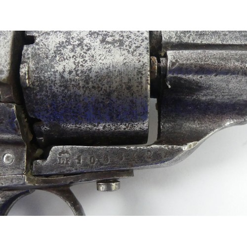 213 - Late 19th century Belgian six shot, pinfire Lefaucheux revolver, Brevete Liege proof, 30cm.