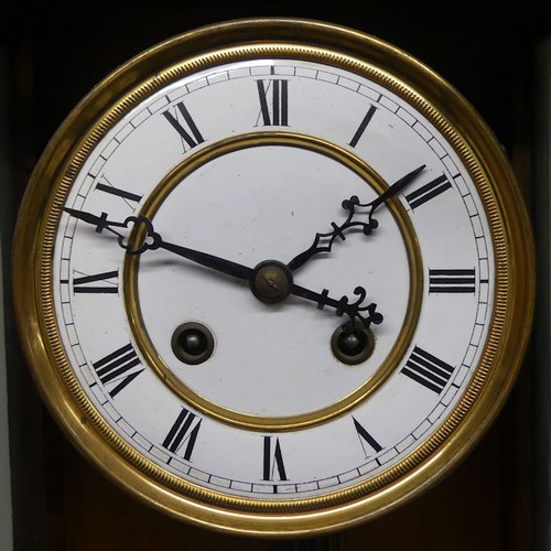 246 - A mahogany Vienna style wall clock, 85cm x 33cm.