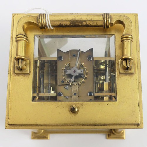 262 - A brass cased repeater and alarm carriage clock, 14cm x 10cm.