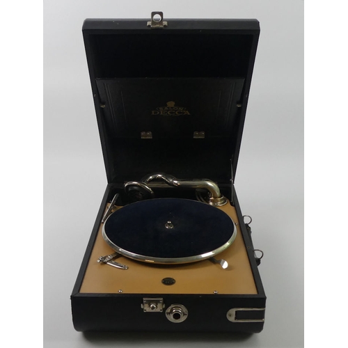 269 - The Decca 10 portable wind up gramophone in original packaging box, 16cm x 44cm. Condition: Good wor... 