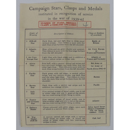 248 - WWII medals awarded to Mr. D. A. Seggar in original box with paperwork, containing 1939-45 Star, Fra... 