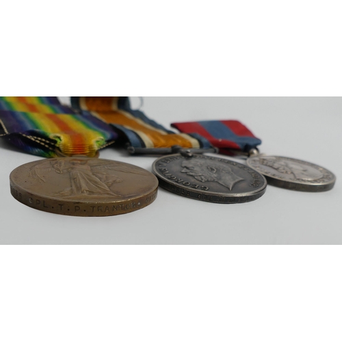 253 - Father and son medals, awarded to Cpl T.P.Trantum, Great War medal 1914-1919 together with a WWI med... 