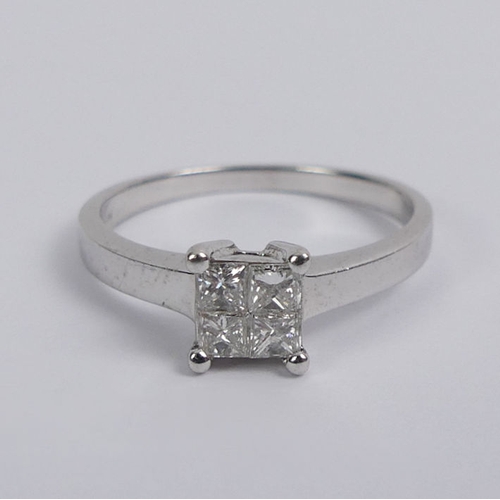 50C - 18ct white gold diamond four stone ring, 2.7 grams, 6mm, size K 1/2.