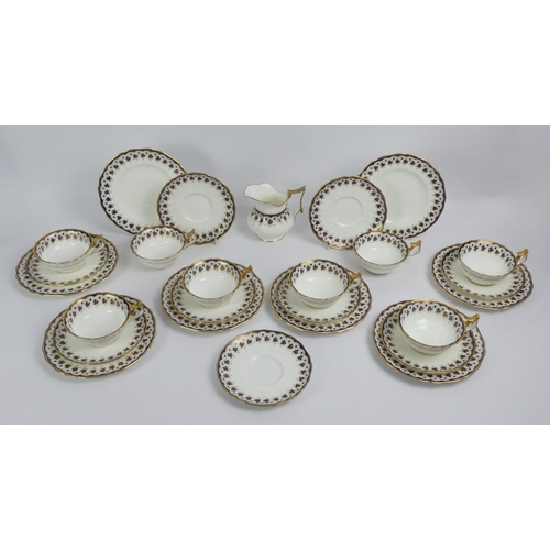 364 - Royal Cauldon set of eight tea cups, saucers, side plates and a cream jug.