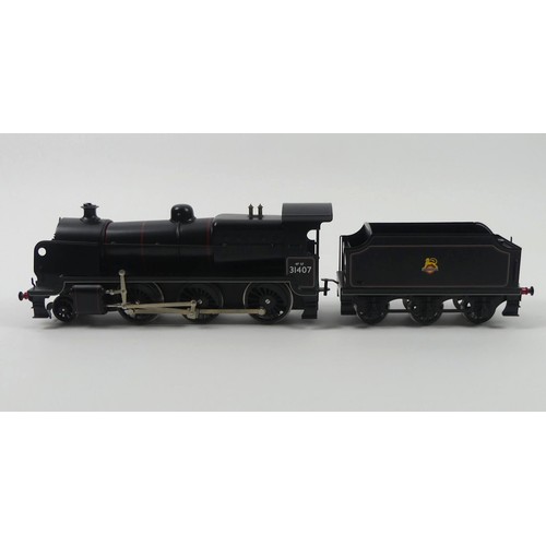 405 - A Bassett-Lowke 0 gauge British Railways lined black southern railway N class mogul locomotive & ten... 