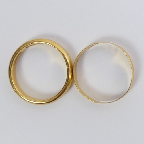 14 - Two 22ct gold wedding rings, 5.3 grams, size L1/2 - M.