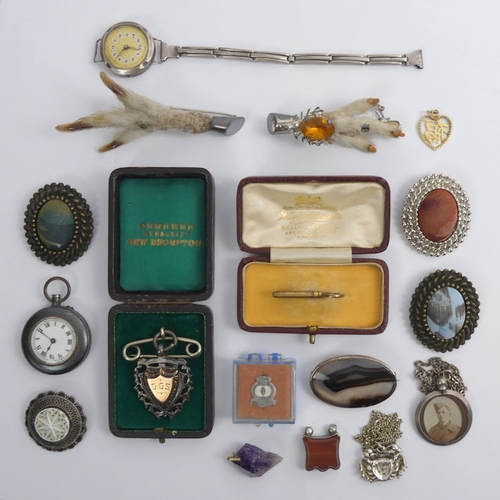 28 - A box of jewellery and watches including silver examples.