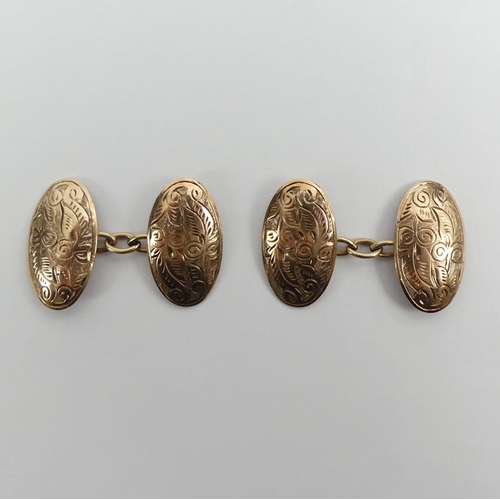 54 - A pair of 9ct rose gold cufflinks, Birm.1925, 4.7 grams, 18.2mm x 10.3mm.