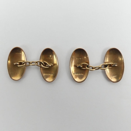 54 - A pair of 9ct rose gold cufflinks, Birm.1925, 4.7 grams, 18.2mm x 10.3mm.