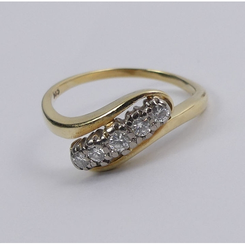 55 - 14ct gold, five tone diamond ring, 4.2 grams, size P.