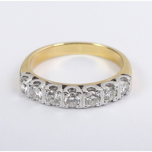 86 - 18ct gold (tested) five stone diamond ring, 3.2 grams, 3.1mm, size K.