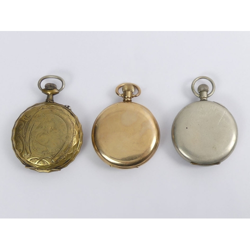 115 - A gold plated James Walker pocket watch, a superior Railway Timekeeper pocket watch and a Nickel cas... 