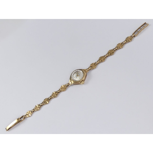 119 - 9ct gold Accurist watch and strap, 10.8 grams, 17mm x 18cm.