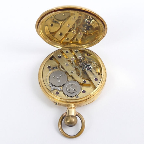 122 - 18ct gold open face pocket watch, 37.9 grams, 52mm x 36mm.