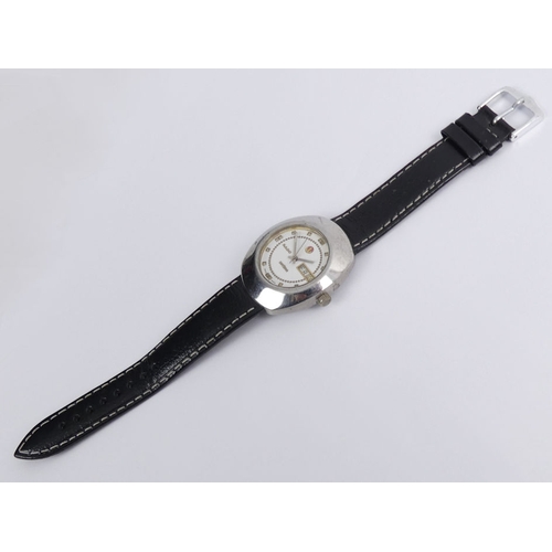 123 - Rado day date adjust Diastar gents watch on a black leather strap, 37.8mm.