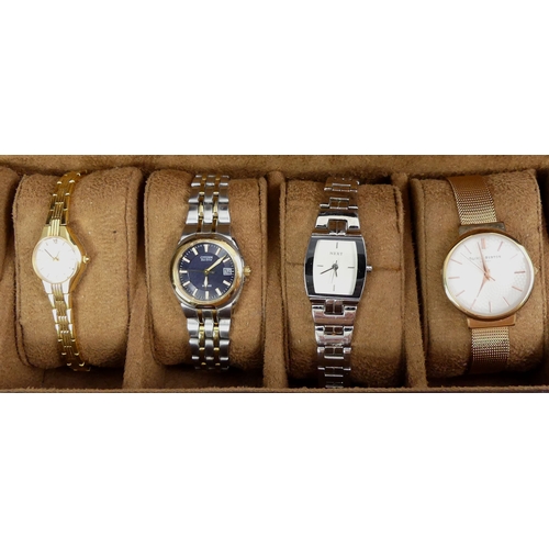 125 - A Spirit of St Louis, six watch box with four watches, including a Citizen Eco-Drive bi-metal exampl... 