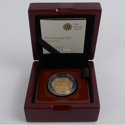 145 - Royal Mint 2017 The Sovereign Gold Proof Coin, limited edition, complete with box and C.O.A.