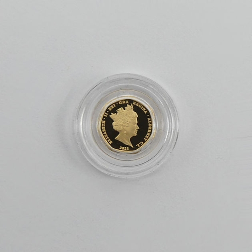 151 - 1921 - 1971 fifty year commemorative gold 1/8th sovereign, encapsulated and boxed.